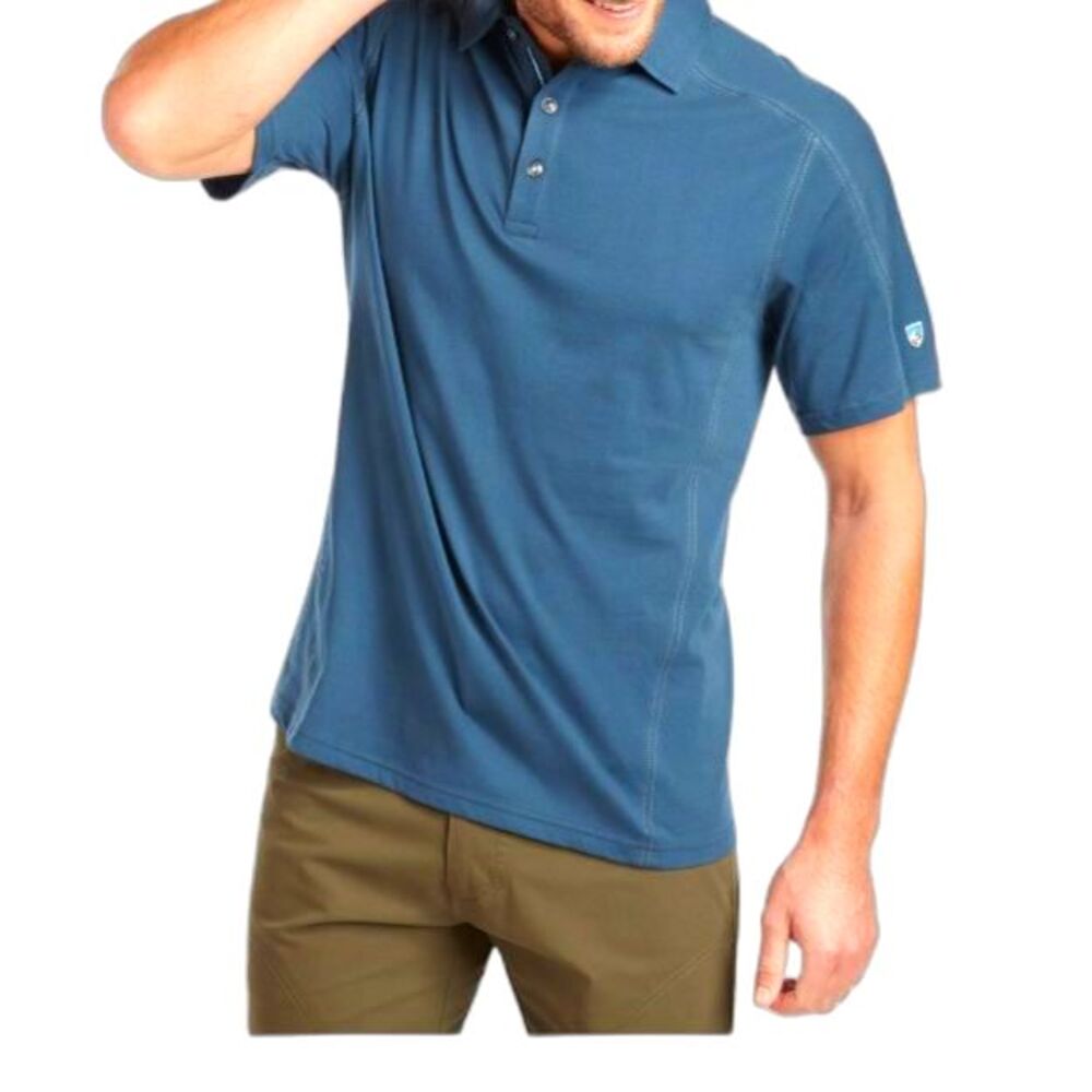 Kuhl Men's Teal Blue Wayfarer Organic Cotton Short Sleeve Polo Shirt Size XL